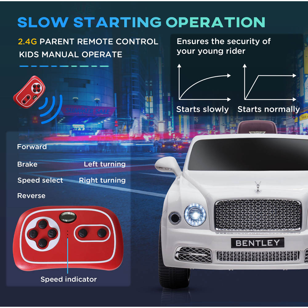 Tommy Toys Bentley Mulsanne Kids Ride On Electric Car White 12V Image 4