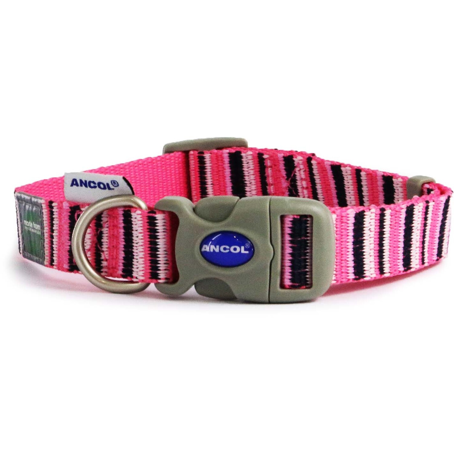 Candy Stripe Made From Dog Collar - Hot Pink / 30 - 50cm Neck Image