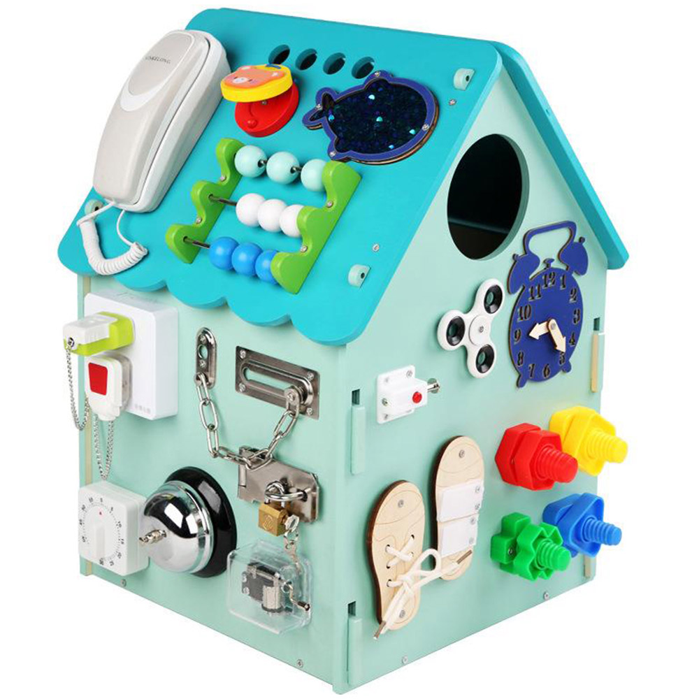 Dyzi Montessori Blue Busy House Sensory Educational Toys Image 2