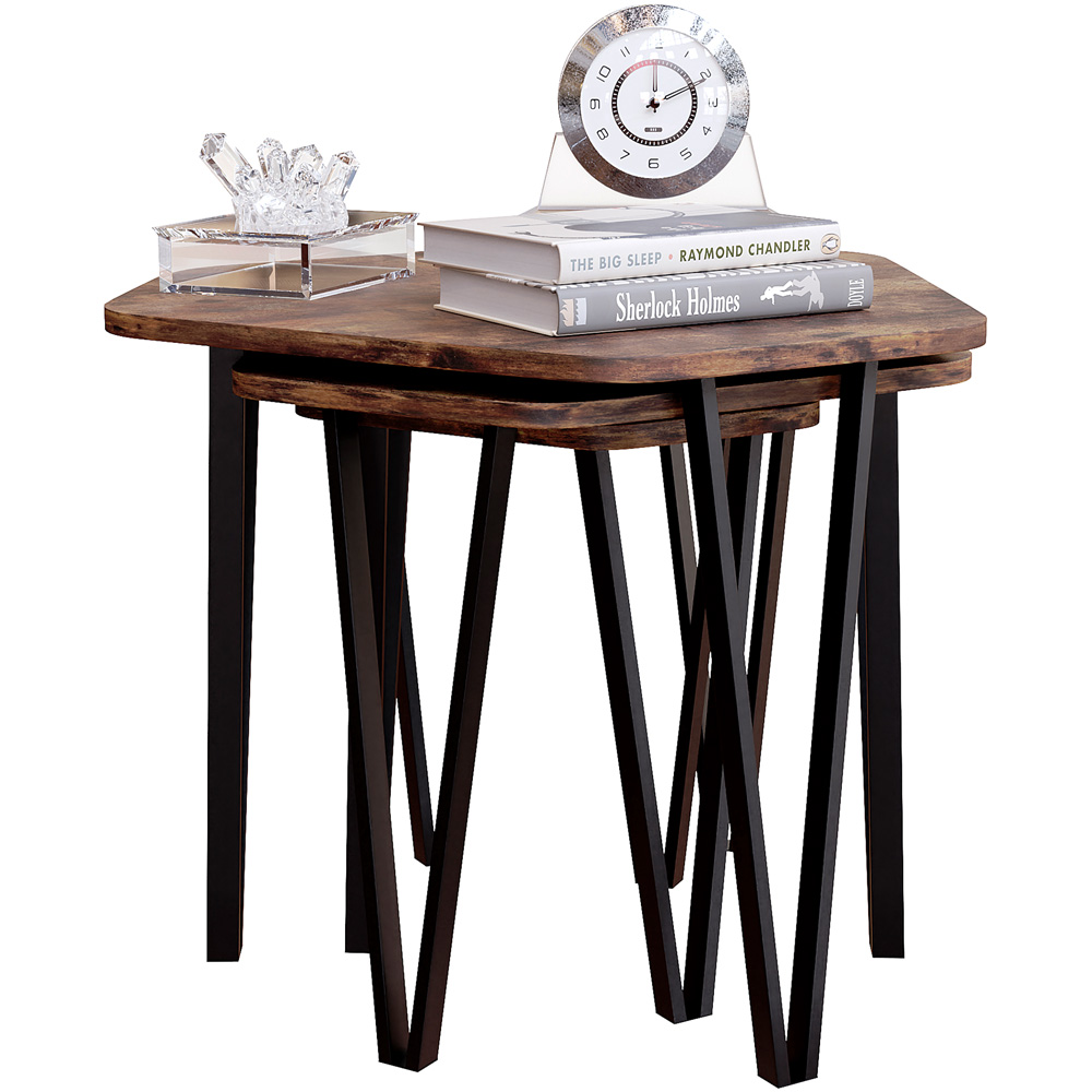 Vida Designs Brooklyn Dark Wood Nest of Tables Set of 3 Image 4