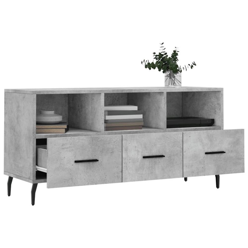 vidaXL 3 Drawer 3 Shelf Concrete Grey TV Cabinet Image 4