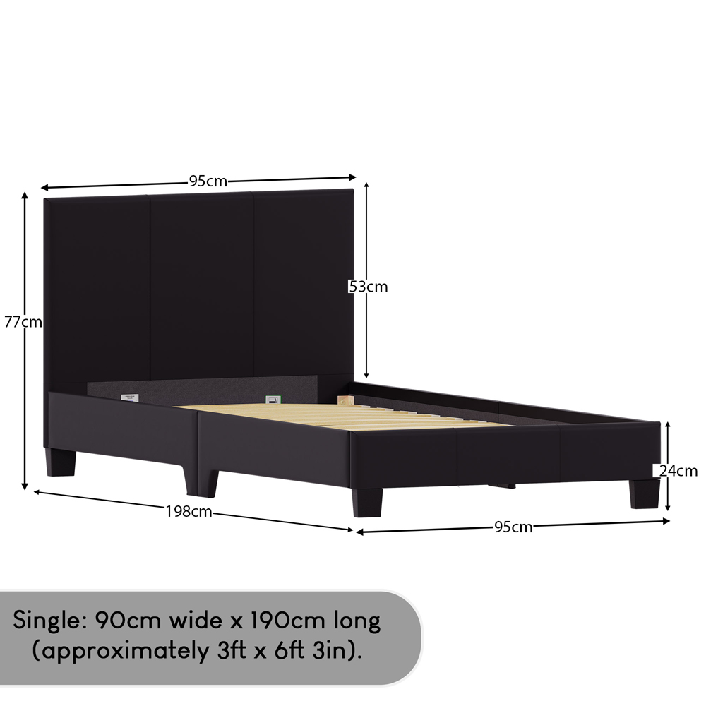 Vida Designs Lisbon Single Black Faux Leather Bed Frame Image 8