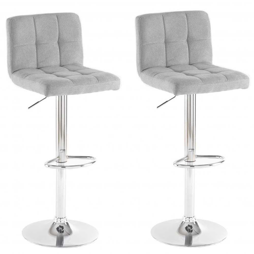 Neo Cuban Grey Fabric Swivel Bar Stool Set of 2 Image 2