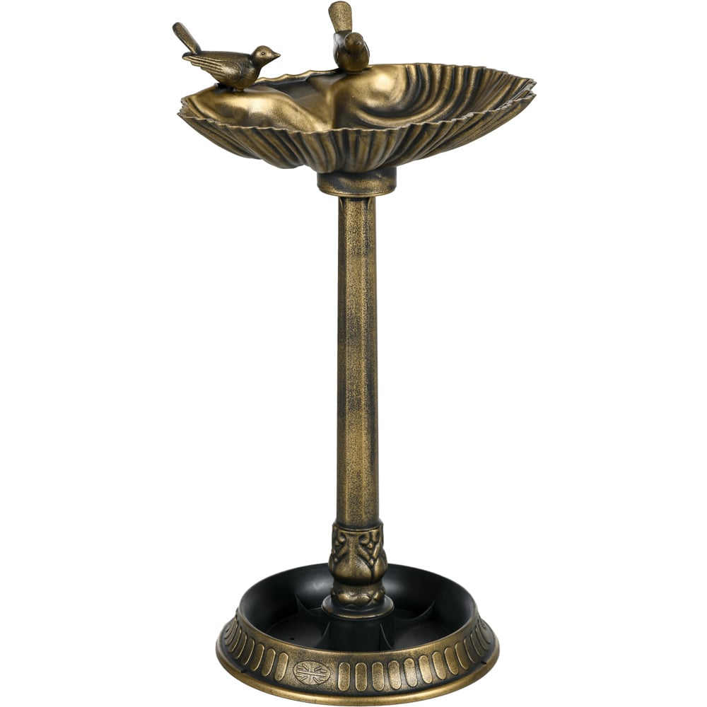 Outsunny Bronze Tone Tall Bird Bath with Decorative Birds 81cm Image 1
