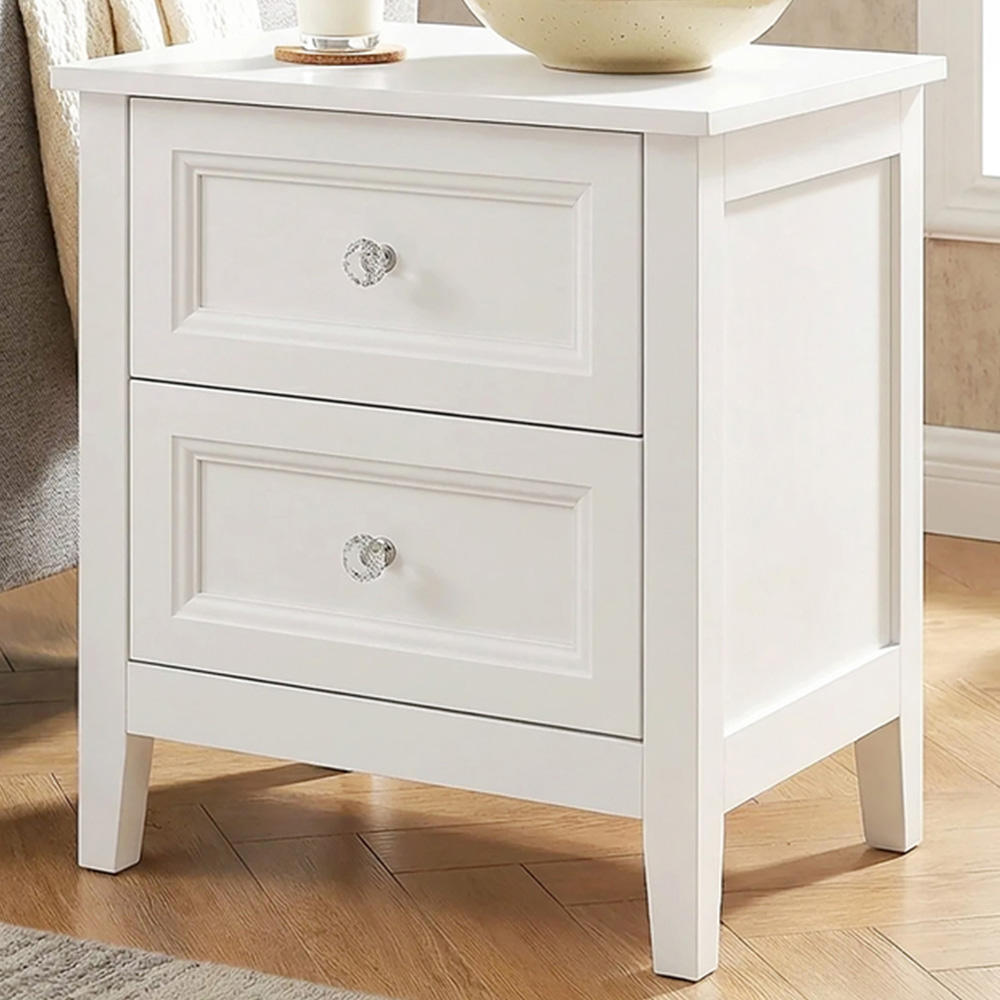 HOMCOM 2 Drawer White Nightstand Image 1
