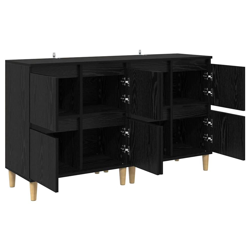 vidaXL 4 Door Black Oak Sideboard Set of 2 Image 6