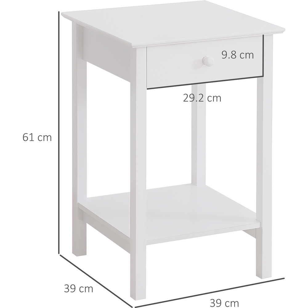 Portland Single Drawer White Wooden Bedside Table Cabinet Image 8