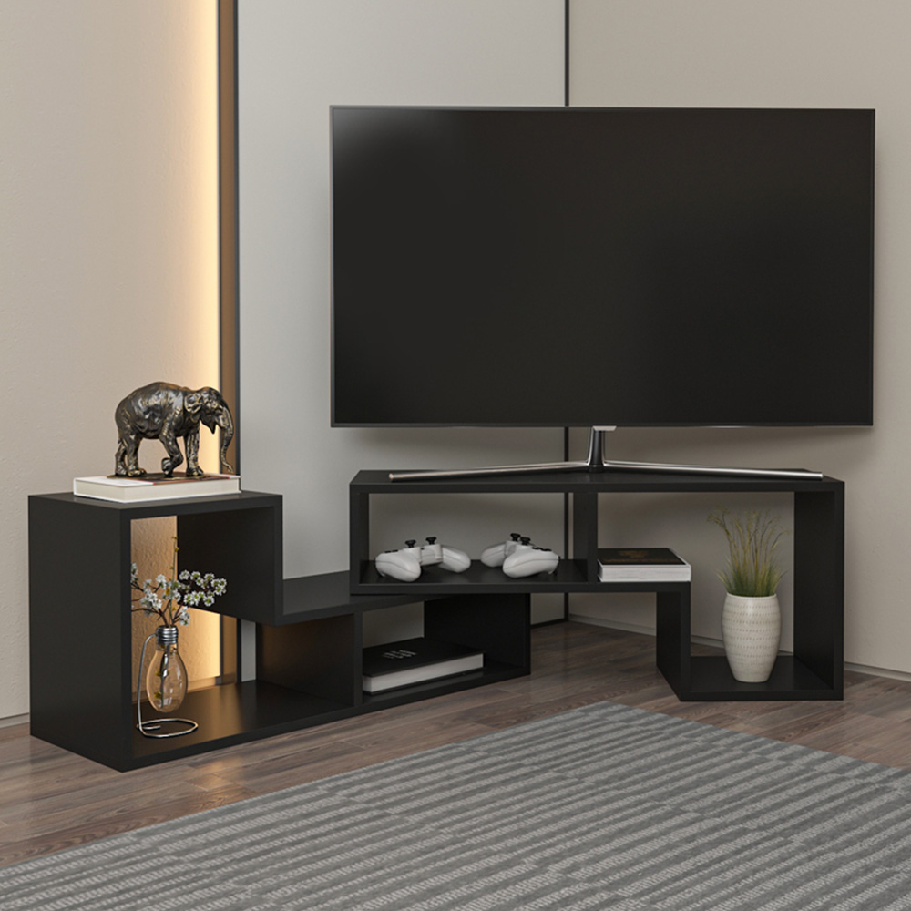 Decorotika Cubicco Black Adjustable TV Unit Image 1