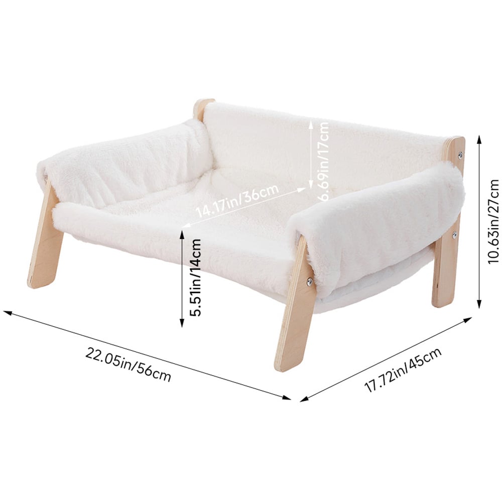 H&O Direct Long Plush White Wooden Pet Sofa Image 6