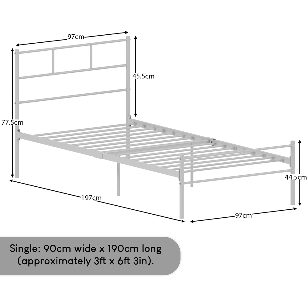 Vida Designs Dorset Single White Metal Bed Frame Image 6