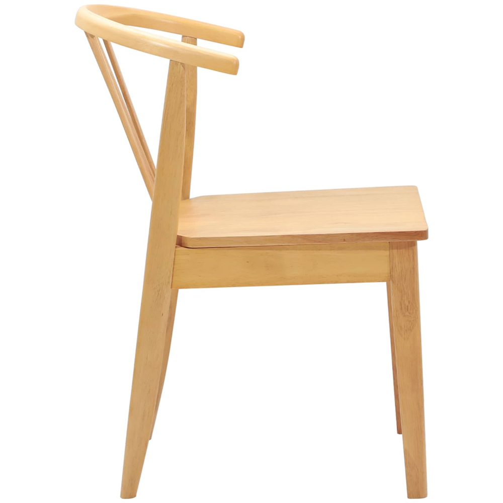 vidaXL Set of 2 Natural Solid Rubberwood Dining Chair Image 5