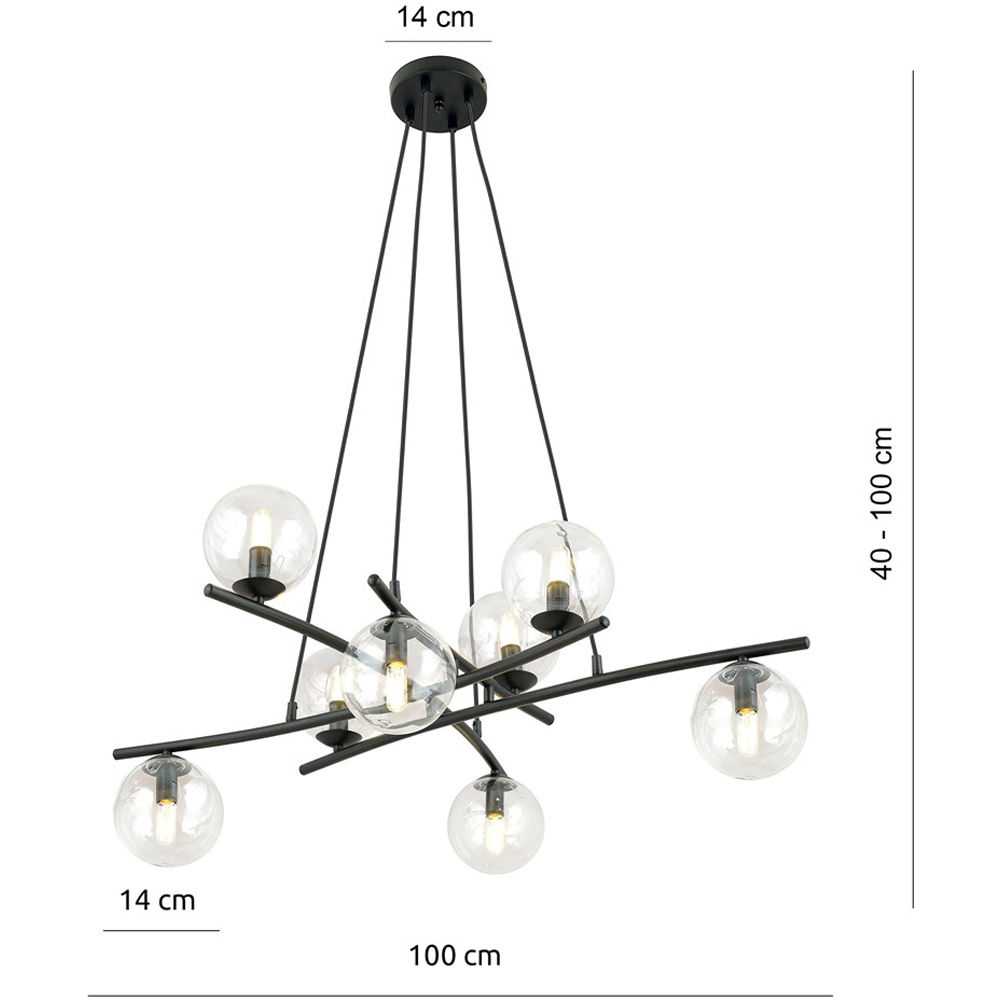 Emibig Essa 8 Light Transparent Shade Black E14 Ceiling Pendant Light Image 8