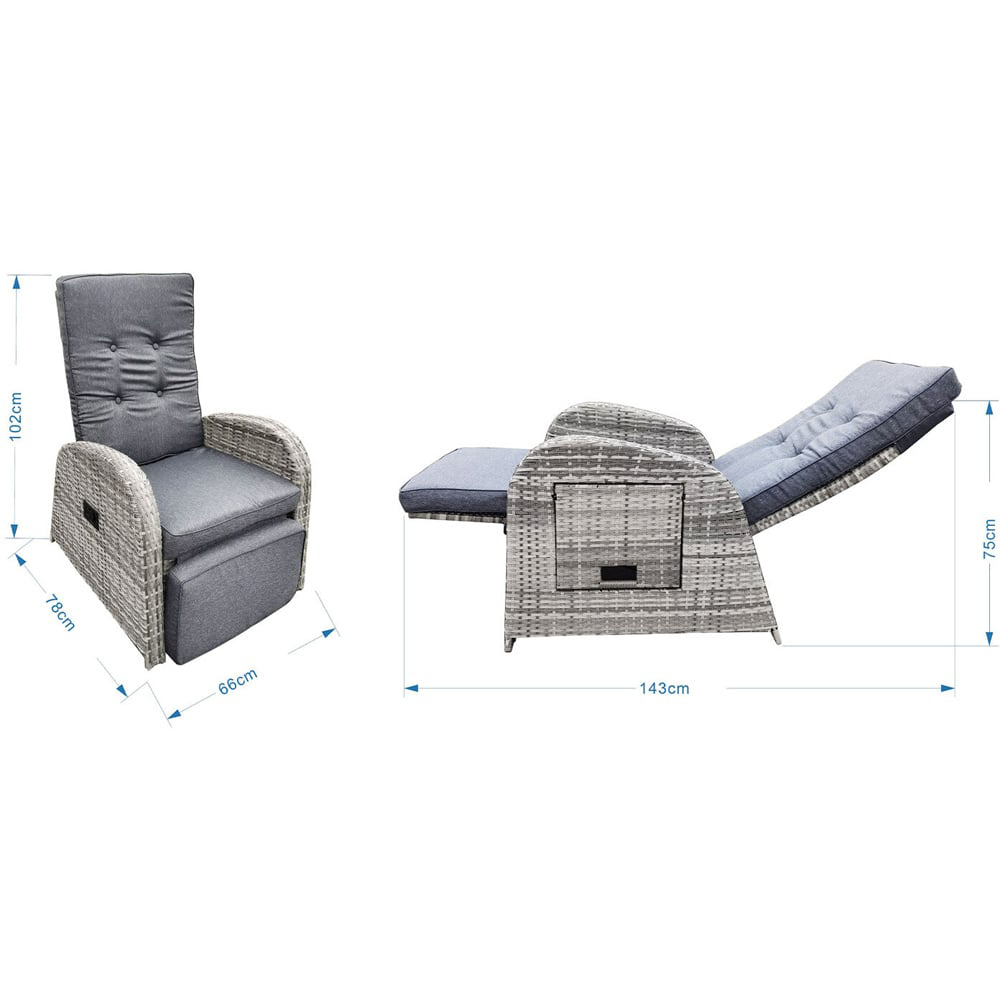 Malay Deluxe Malay New Hampshire Grey Wicker Reclining Chair Image 7