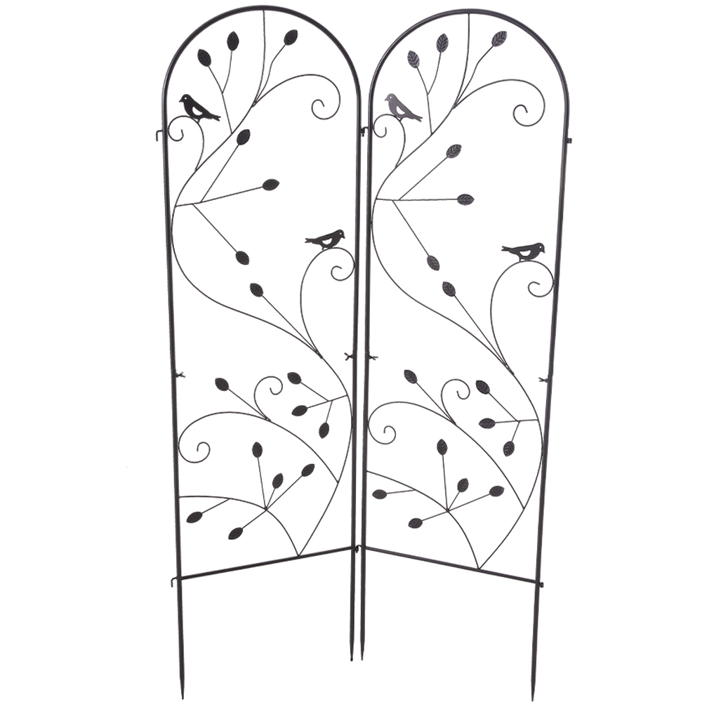 Living and Home Black Bird and Vine Arched Wrought Iron Garden Trellis Image 8