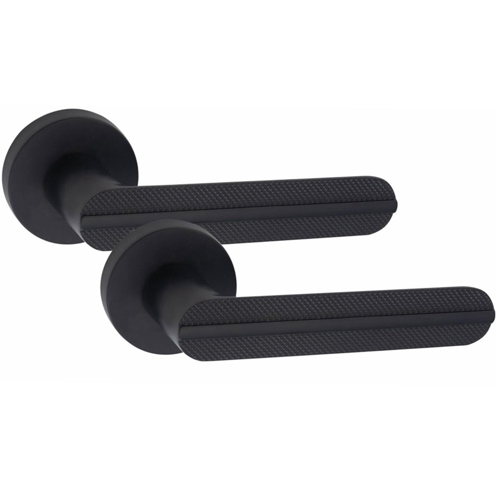 Golden Grace Matt Black Modern Lima Premium Bathroom Door Handle Set Image 2