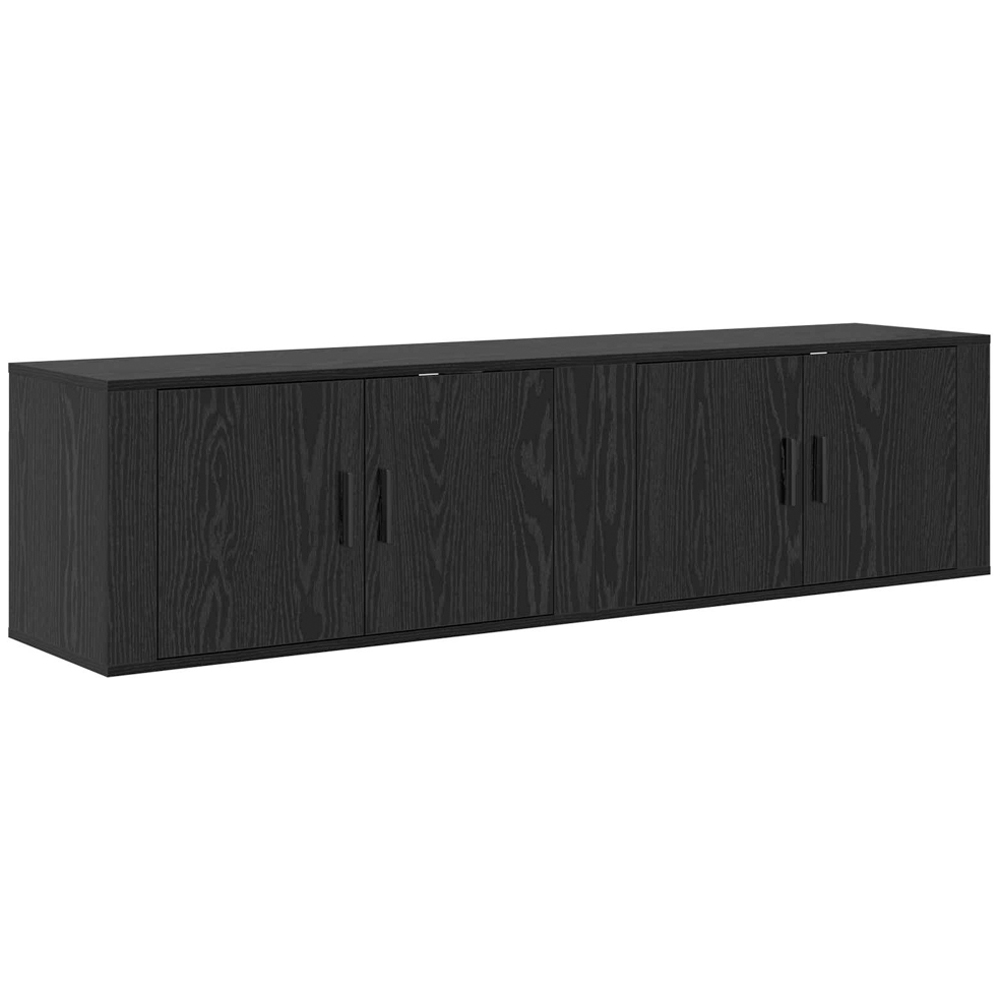 vidaXL 2 Door Black Oak Wall Mounted TV Unit Set of 2 Image 7