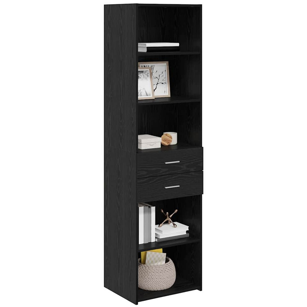 vidaXL 2 Drawer 5 Open Shelf Black Oak Highboard Image 3