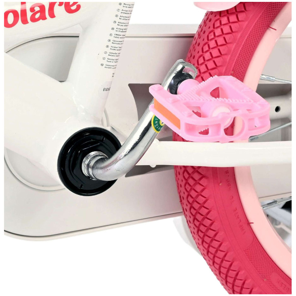 Volare Unicorn Kids 14 inch White and Pink Bike with Stabilisers Doll Seat and Basket Image 9
