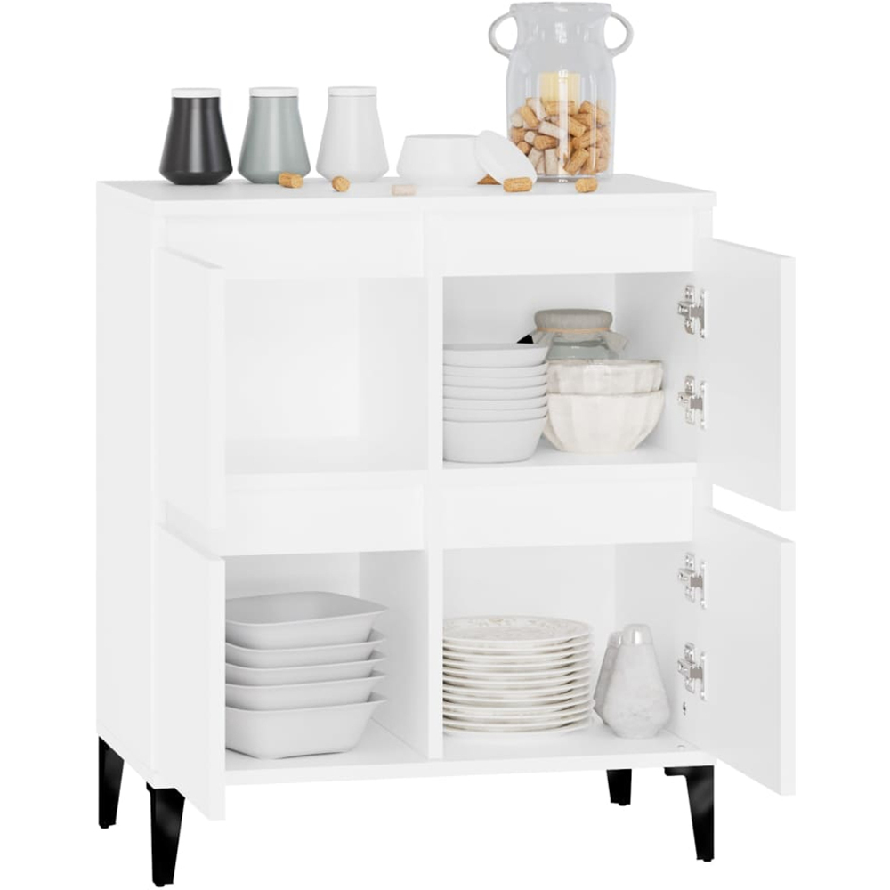 vidaXL 4 Door White Sideboard Image 4