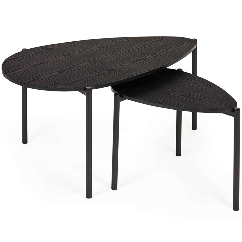 Julian Bowen Lorette Black Ash Effect Teardrop Nest of Tables Set of 2 Image 3