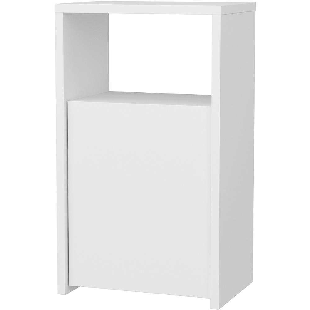 Decorotika Carlin Single Door Single Shelf White Bedside Table Image 2