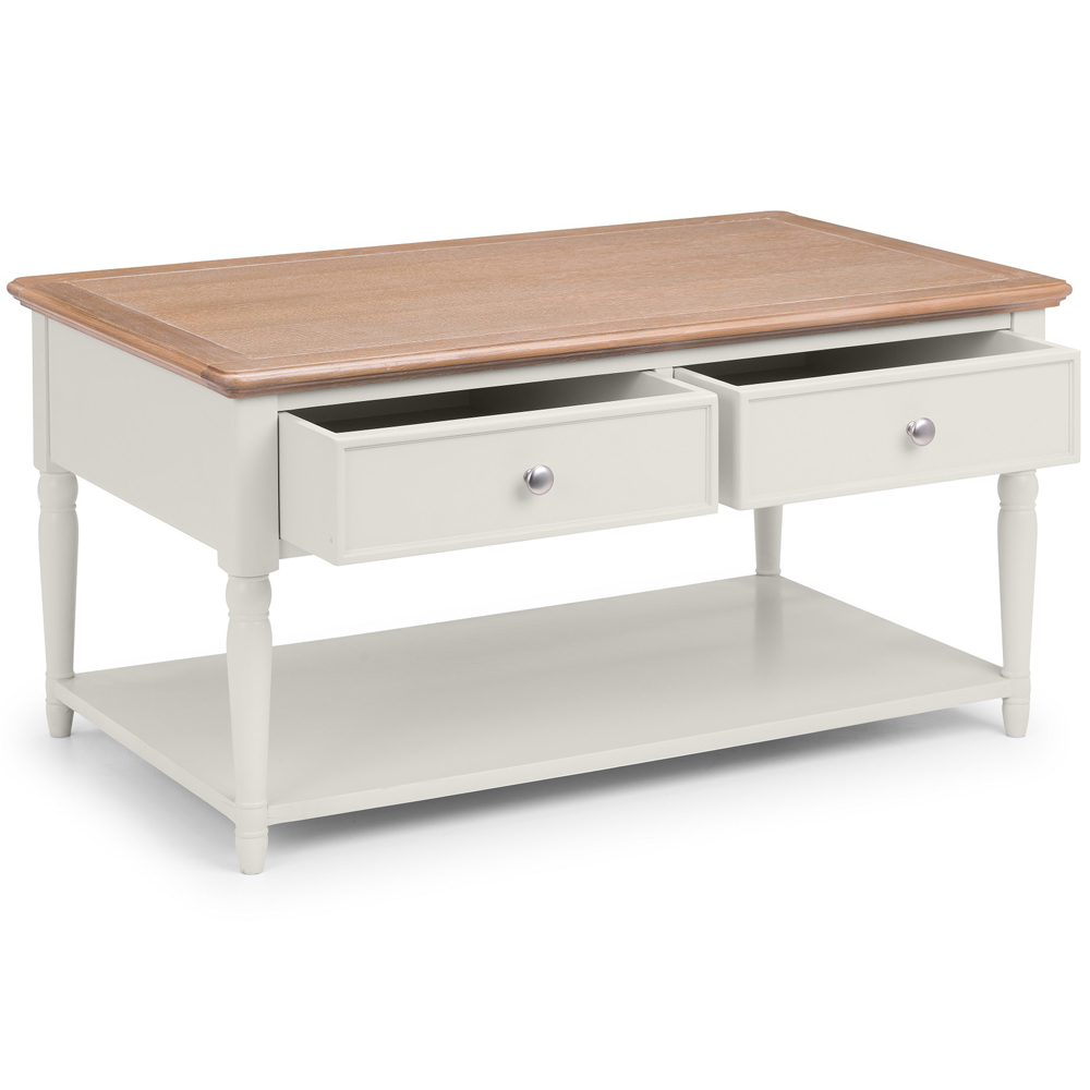 Julian Bowen Provence 2 Drawer Grey and Limed Oak Coffee Table Image 4
