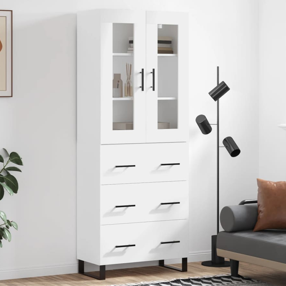 vidaXL 3 Door 3 Drawer White Highboard with Adjustable Shelves Image 1