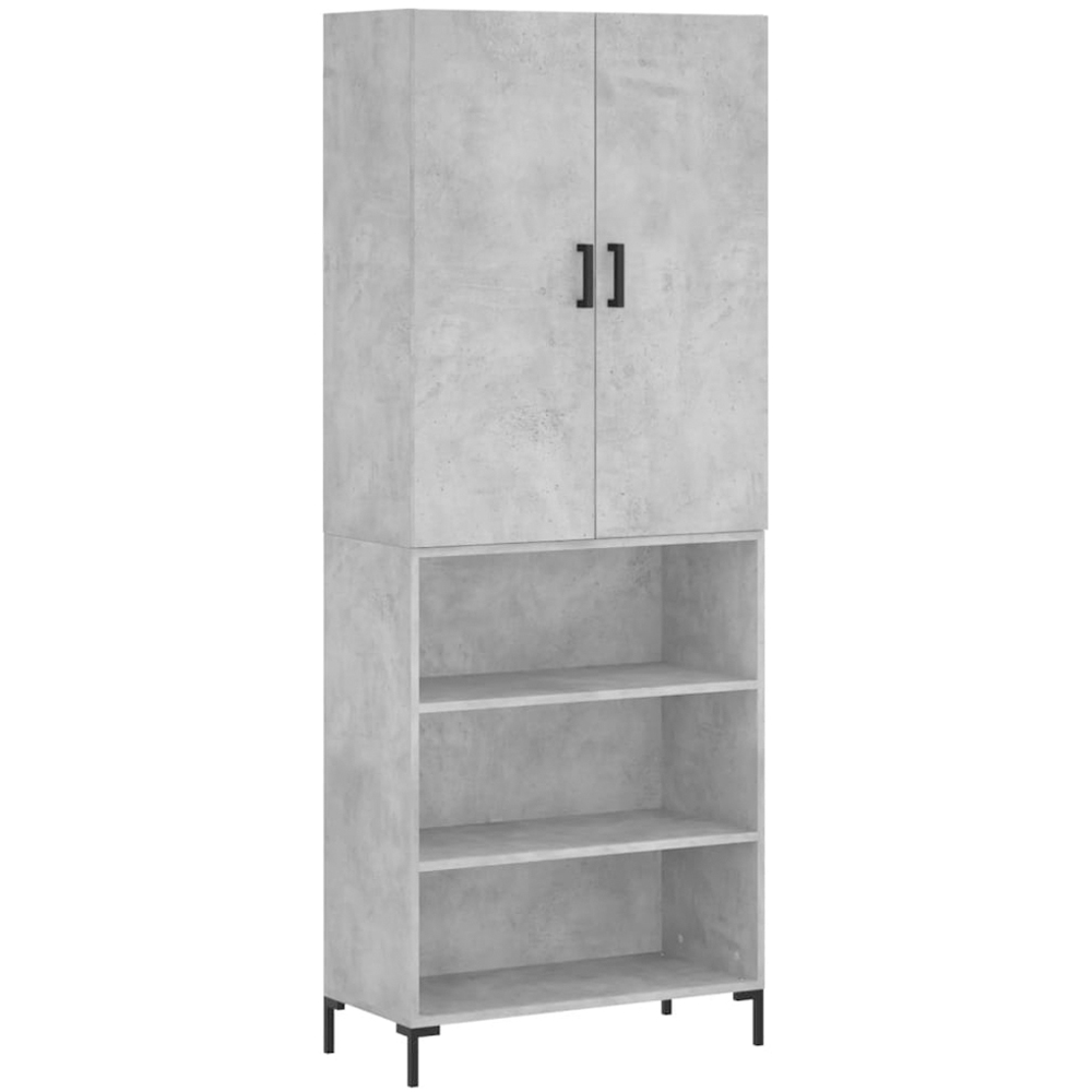 vidaXL 2 Door 3 Shelf Concrete Grey Highboard Image 2