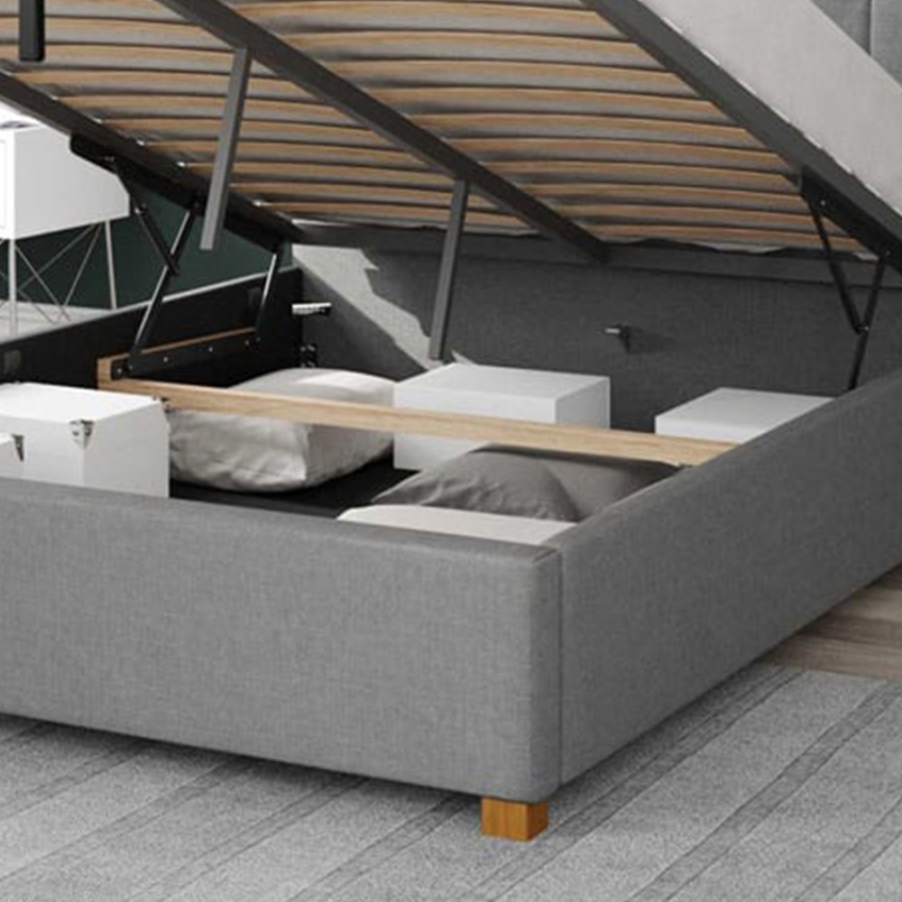 Aspire Hepburn Double Grey Eire Linen Ottoman Bed Image 3