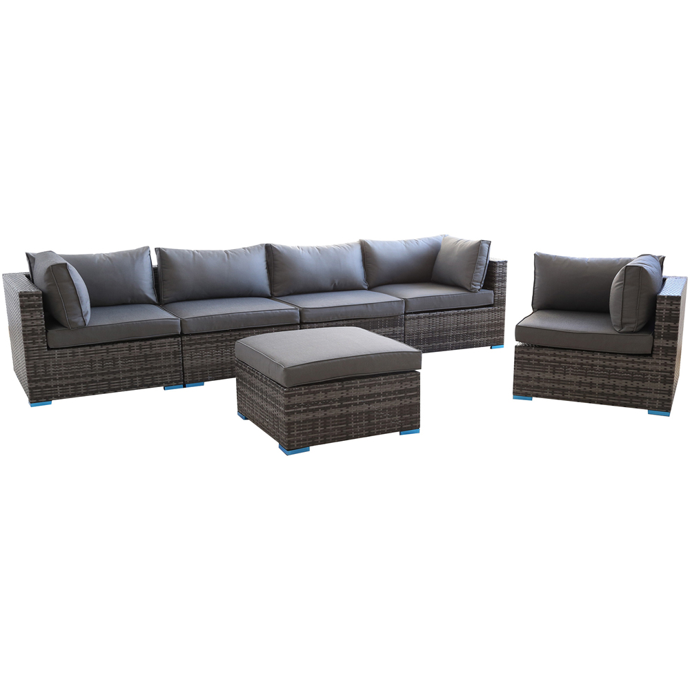 Furniture One 6 Seater Grey Garden Sofa Set Image 2