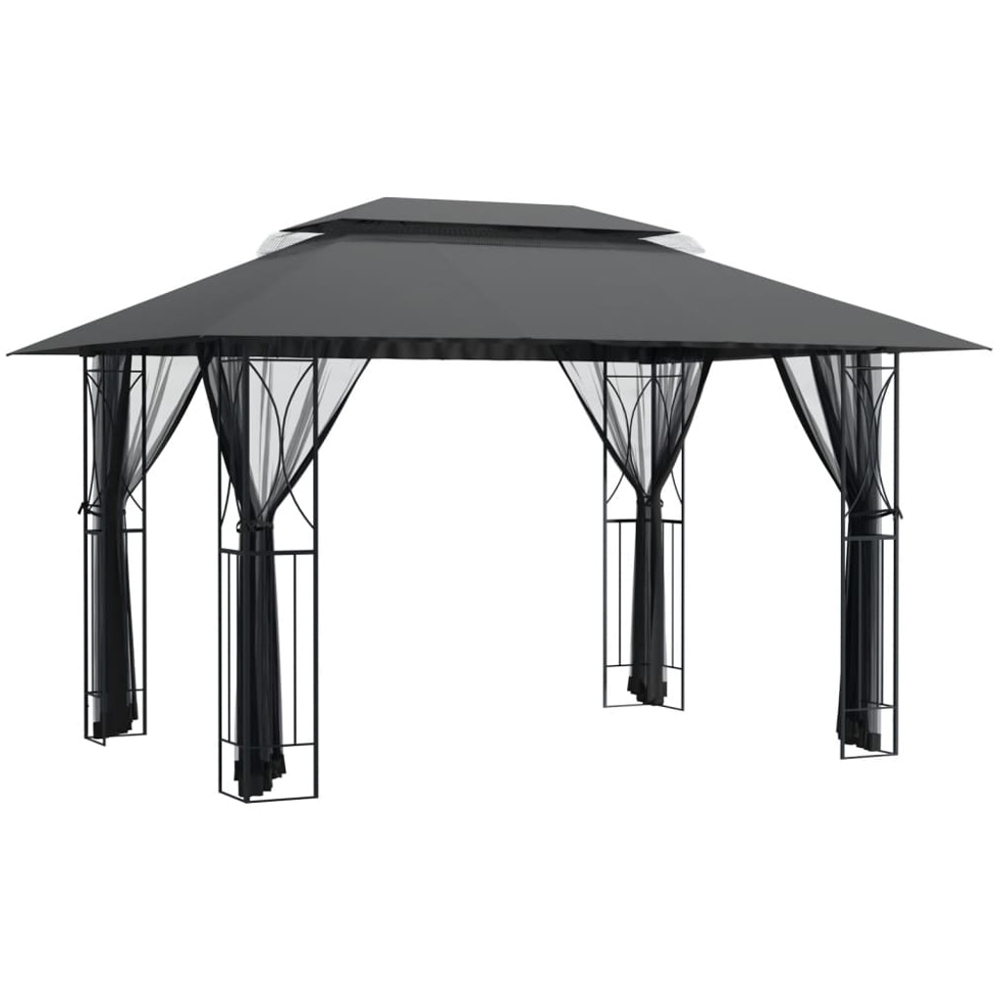 vidaXL 4 x 3m Anthracite Gazebo with Sidewalls Image 2
