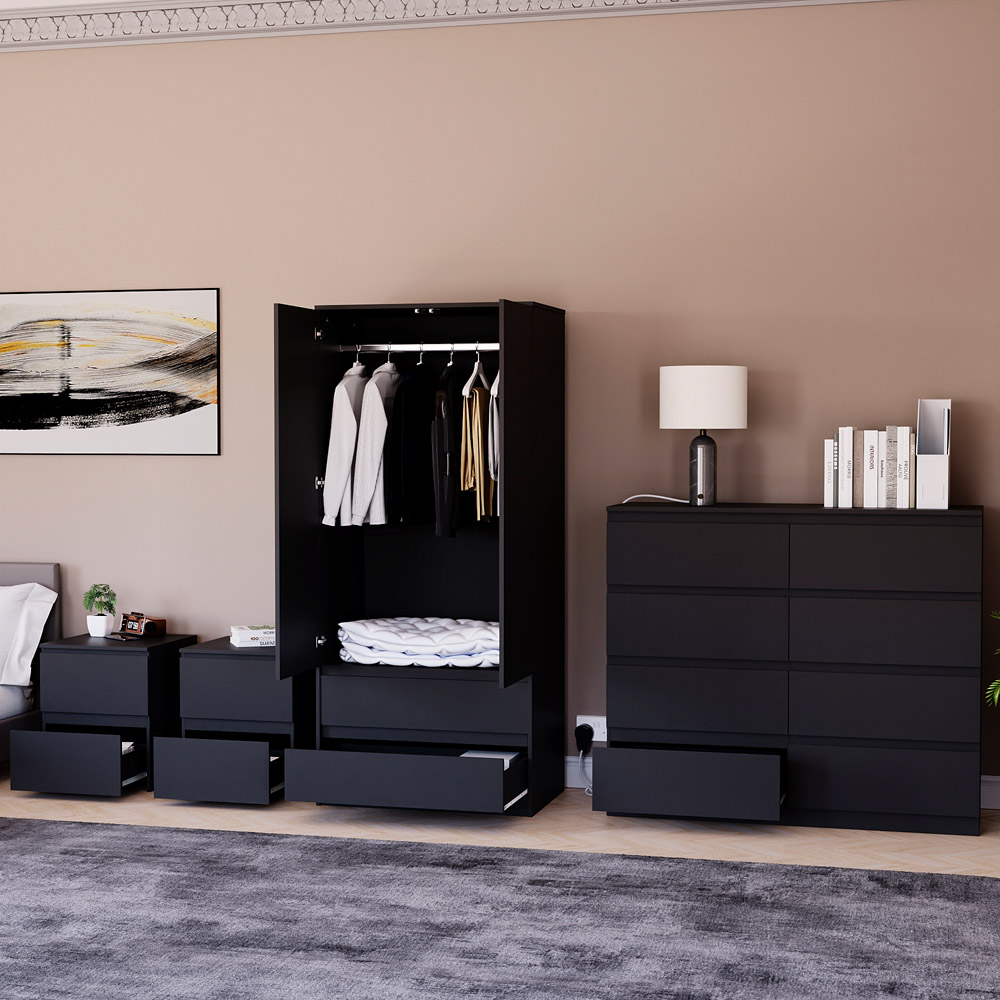 Denver Black 4 Piece Bedroom Furniture Set Image 4