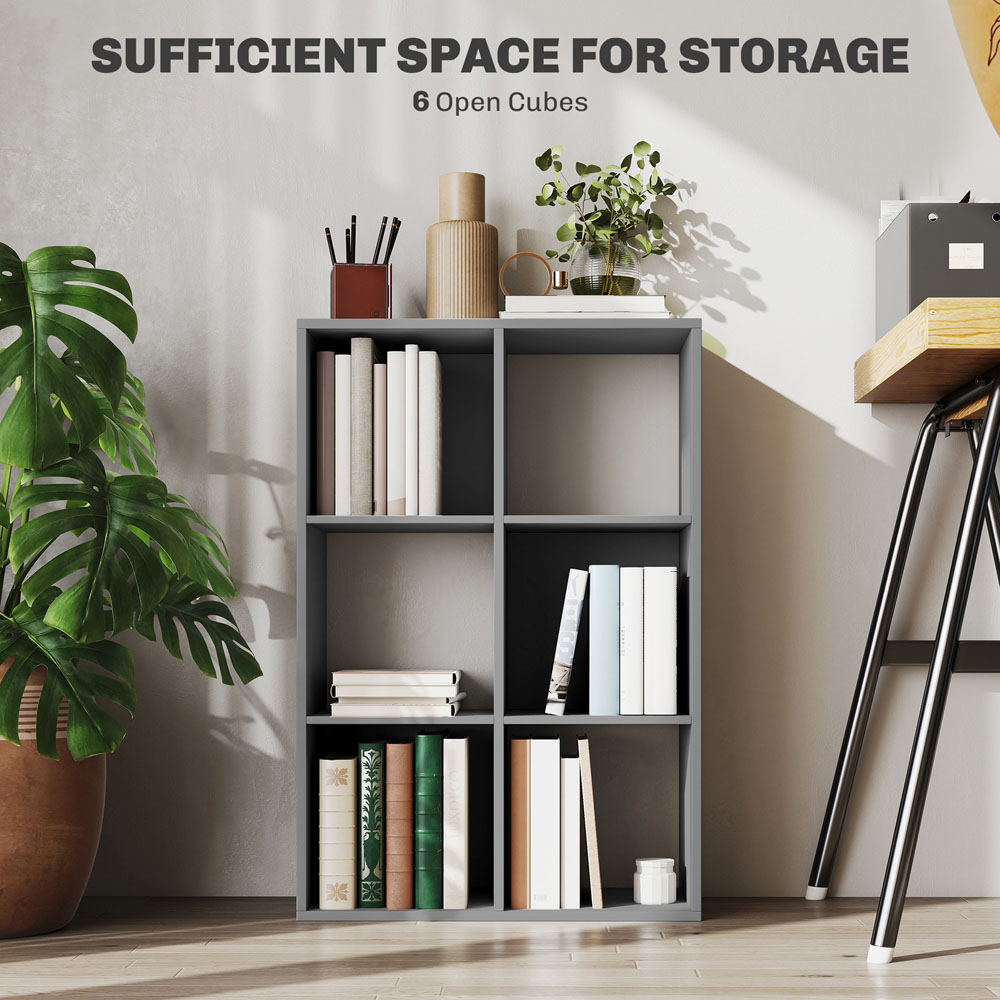 HOMCOM 6 Cube Light Grey Bookshelf Image 8