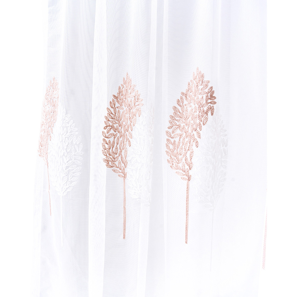 Living and Home Semi-Sheer Embroidered Leaf Curtains 100 x 200cm Image 5