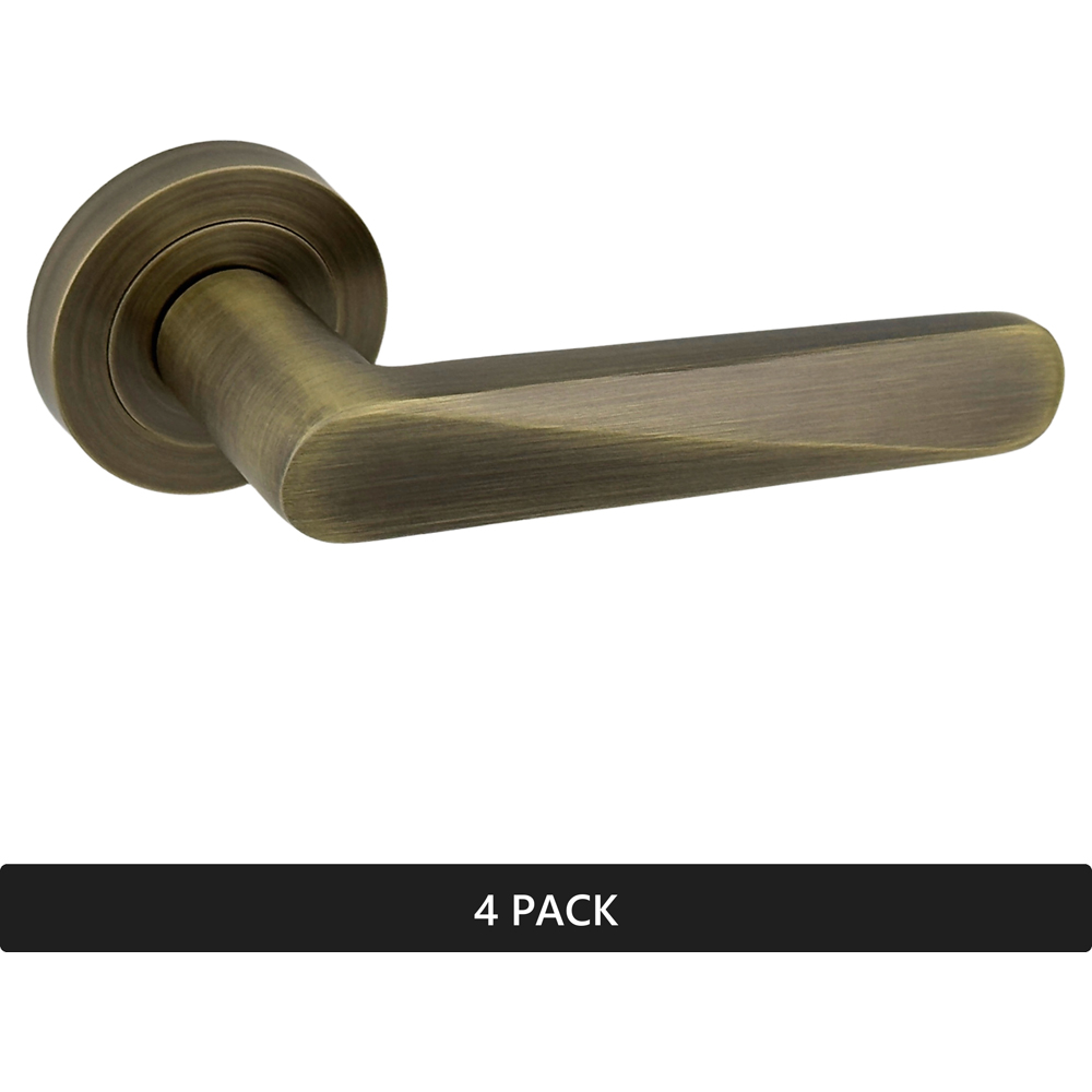 AXS Hardware Detroit Antique Brass Door Handles on Rose 4 Pack Image 5