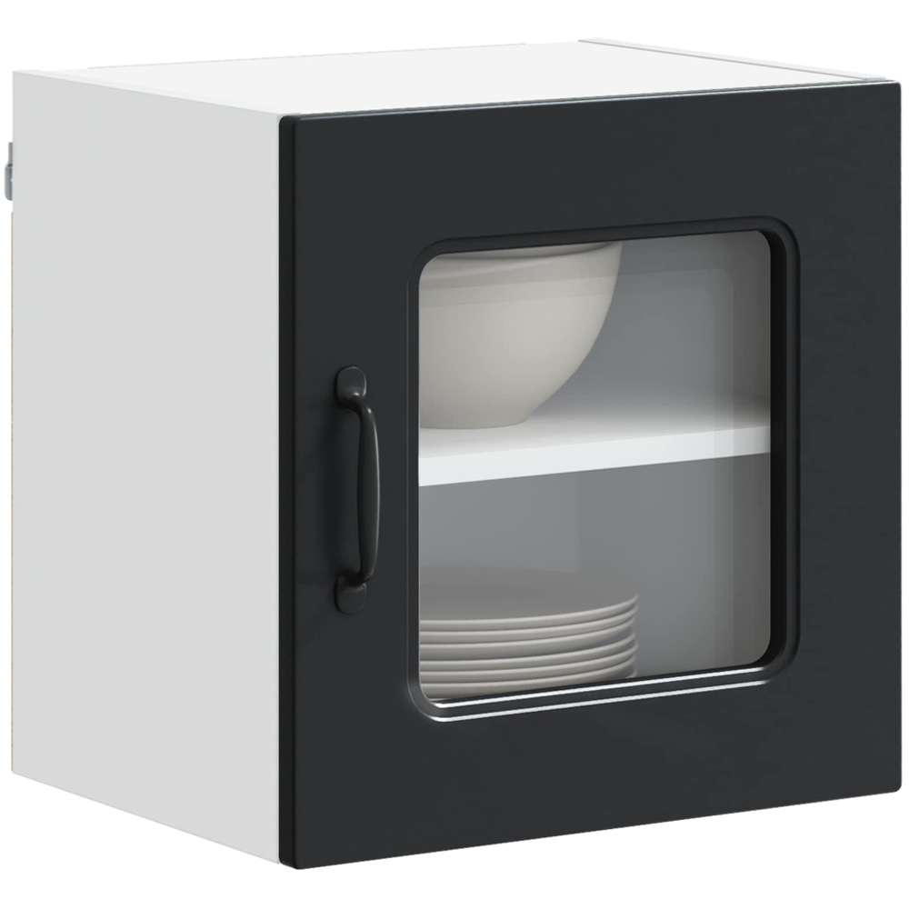 vidaXL Kalmar Single Glass Door Black Wall Mounted Kitchen Cabinet Set of 2 Image 3