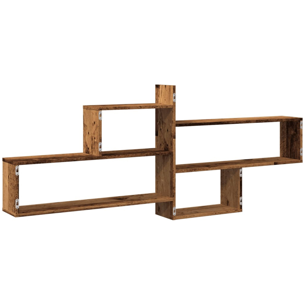 vidaXL 4 Shelf Old Wood Floating Wall Shelf Image 5
