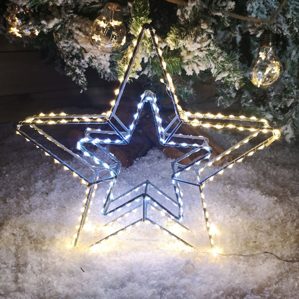 Samuel Alexander Warm White LED Dewdrop Double Star Christmas Decoration 38cm Image 5