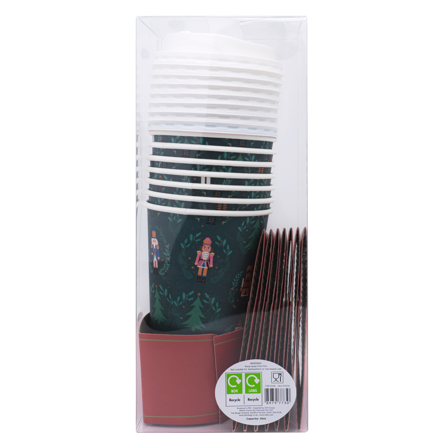 Pack of 8 Nutcracker Paper Travel Cups Green Image 2