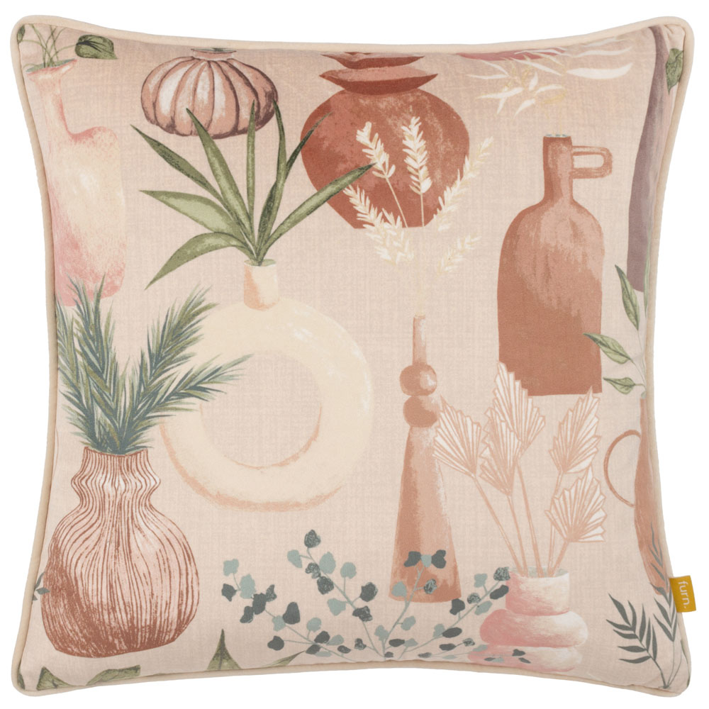 furn. Earthen Natural Velvet Piped Cushion Image 1