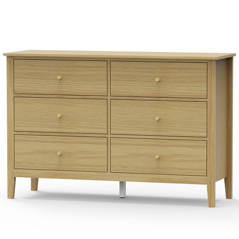 Core Products Henley 6 Drawer Oak Effect Double Wide Chest of Drawers Image 2