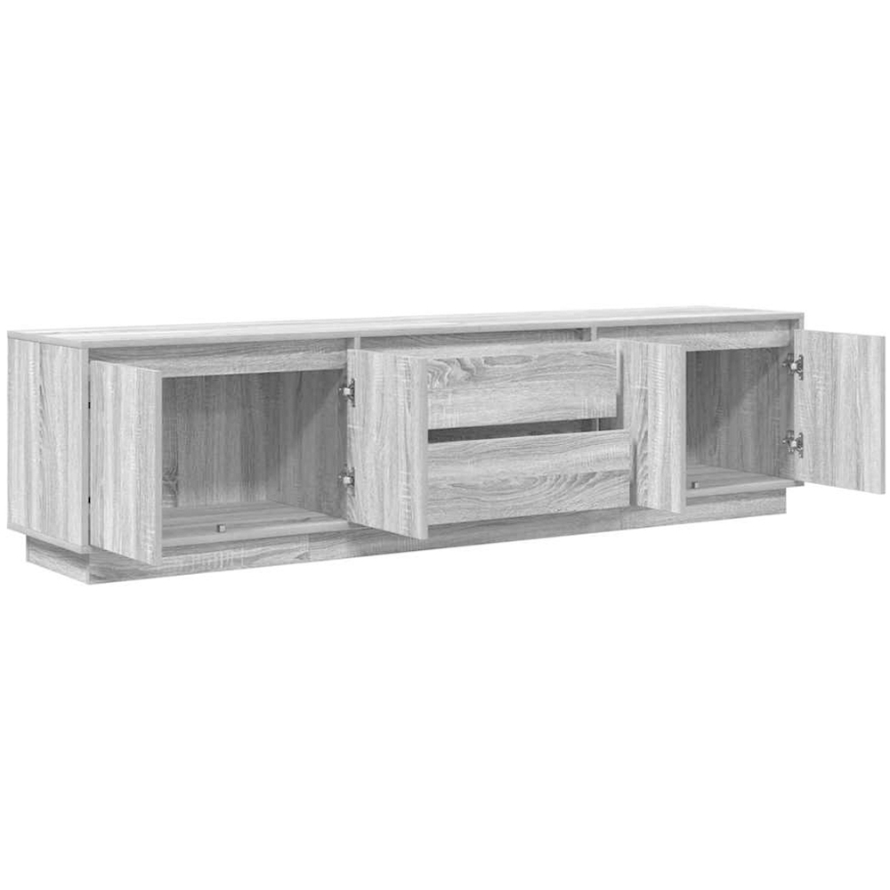 vidaXL 4 Door 2 Drawer Grey Sonoma TV Cabinet with RGB LED Lights Image 4