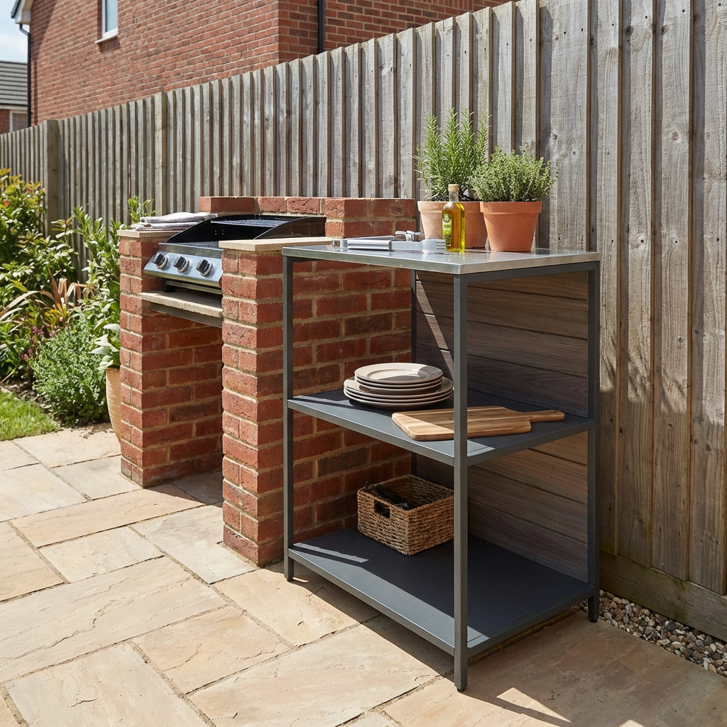 2 Shelf Natural Fleetwood Outdoor Kitchen Storage Rack Image 5
