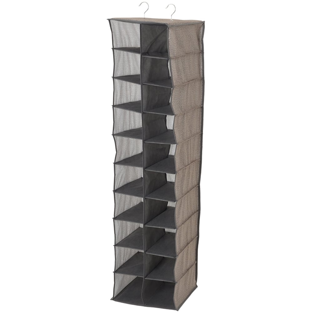 H&O Direct 10 Tier Grey Hanging Shoe Organiser Image 1