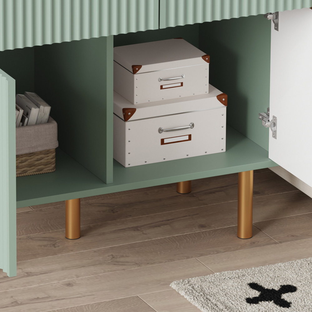 FurnitureHMD 2 Door 2 Drawer Green Wave Pattern Sideboard Image 7