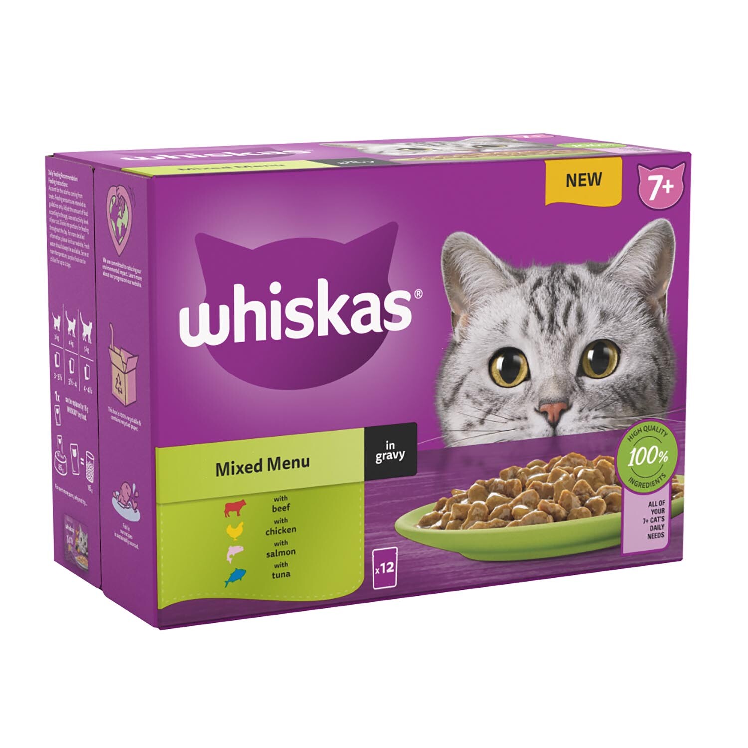 Whiskas 7+ Cat Food Pouches in Gravy - Beef, Chicken, Salmon, Tuna Image 2
