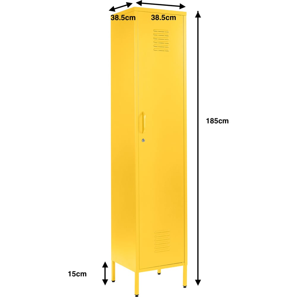MMT Furniture Designs Single Door Yellow Metal Tall Locker Cabinet Image 4