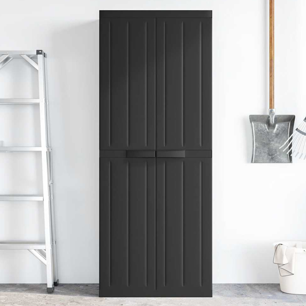 vidaXL 2 Door Black Outdoor Storage Cabinet Image 1