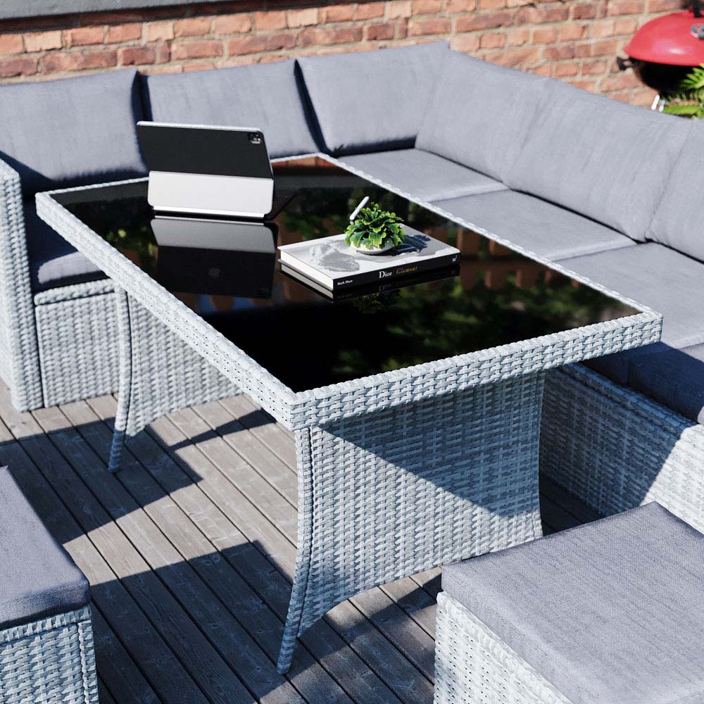 Garden Vida Belgrave Rattan Effect 9 Seater Garden Dining Set Grey Image 3