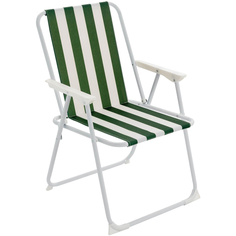 Harbour Housewares Green Stripe Folding Metal Beach Chair Image 2